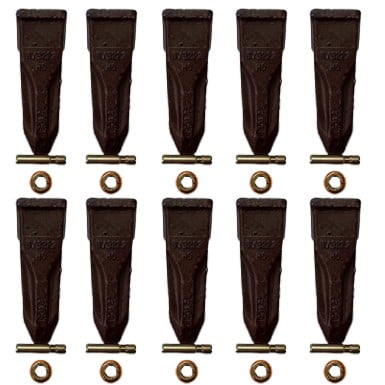 10 PK 6Y3222RC J225 ROCK Bucket Digging Teeth w/Pins 6UY3228 & Retainer 8E6259